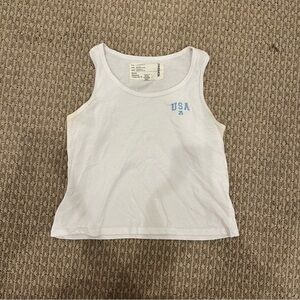 RSQ White Tank Top with Blue USA Print